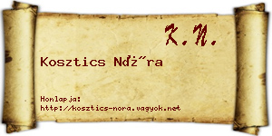 Kosztics Nóra névjegykártya